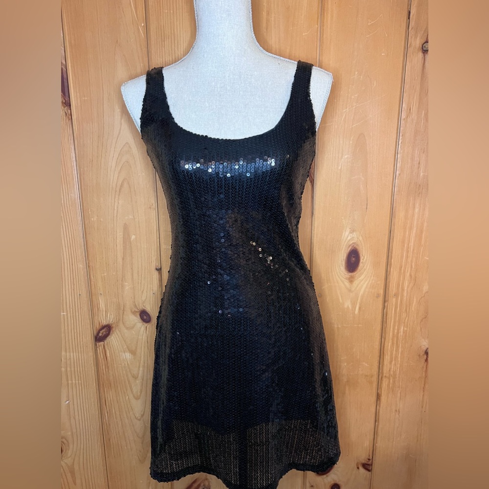 Black sequin cocktail dress